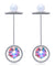 PLATO H Fashion Dangle Earrings with Pearl Crystal Rotating Red/Green/Blue/Purple