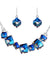 PLATO H Mysterious Bermuda Blue Crystal Pendant Necklace Earrings Set