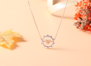 Plato H Sunshine Love Heart Necklace for Women Girls Rose Gold Shine for Love Collection Zirconia Pendant