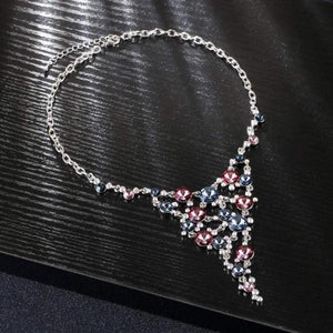 LIZ NECKLACE,COLOURFUL, MULTI-COLORED, RHODIUM PLATING, Crystals