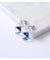PLATO H Stud Earrings Cube Crystal 925 Sterling Silver Snow Flower Blue