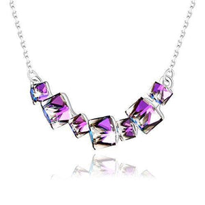 Crystal Smiling Pendant Necklace Purple Necklace