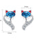 PLATO H S925 Sterling Silver Fox Animal Crystals Stud Earrings  for Women Teen Girl