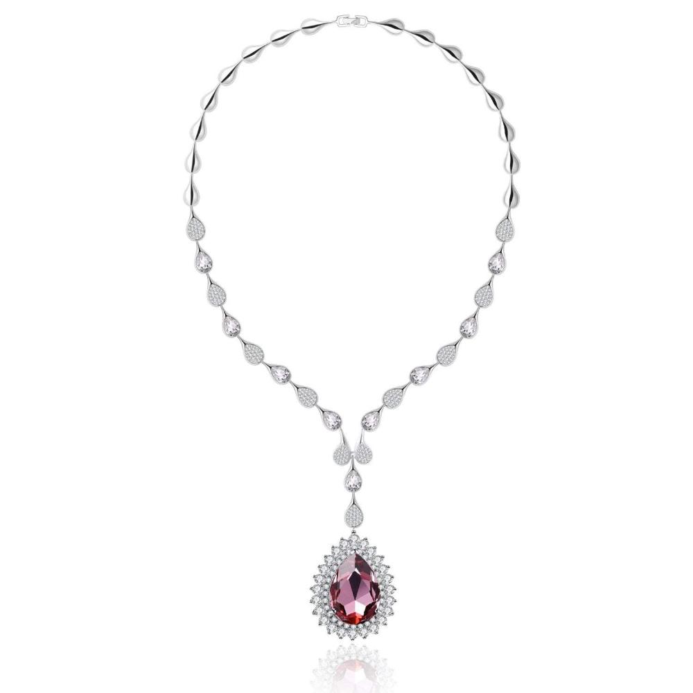 LOUISON NECKLACE,RED,BLUE,MULTI-COLORED, RHODIUM PLATING, Crystals