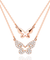 PLATO H Layered Butterfly Necklace for Women Girls Zirconia Rhinestones Pendant, Silver/Rose Gold, 16 Inches + 2 Inches Extender Chain