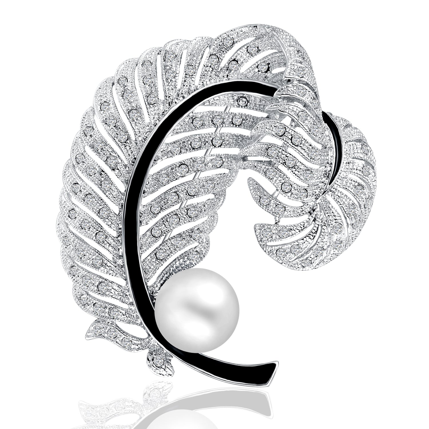 Crystal Love Pearl & Feather Brooch Clearance Sale
