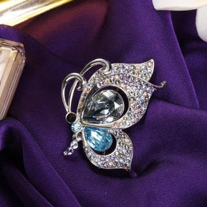 Butterfly Crystal Brooch Necklace Crystal