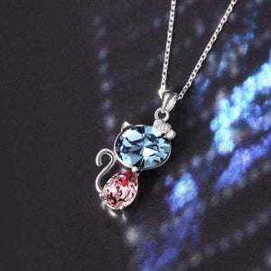 Pretty Cat Pendant Necklace Blue