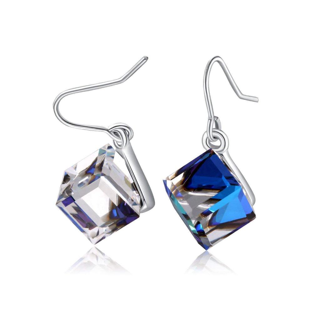 Color Changing Ocean Blue Cubic Crystal Earrings