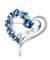 Ocean Blue Heart Crystals Romantic Brooch